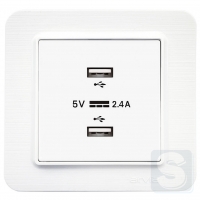 Розетка USB-A + USB-A 5V-2.4A Arvia Electric Lavin Белый (21 29 4001 302)